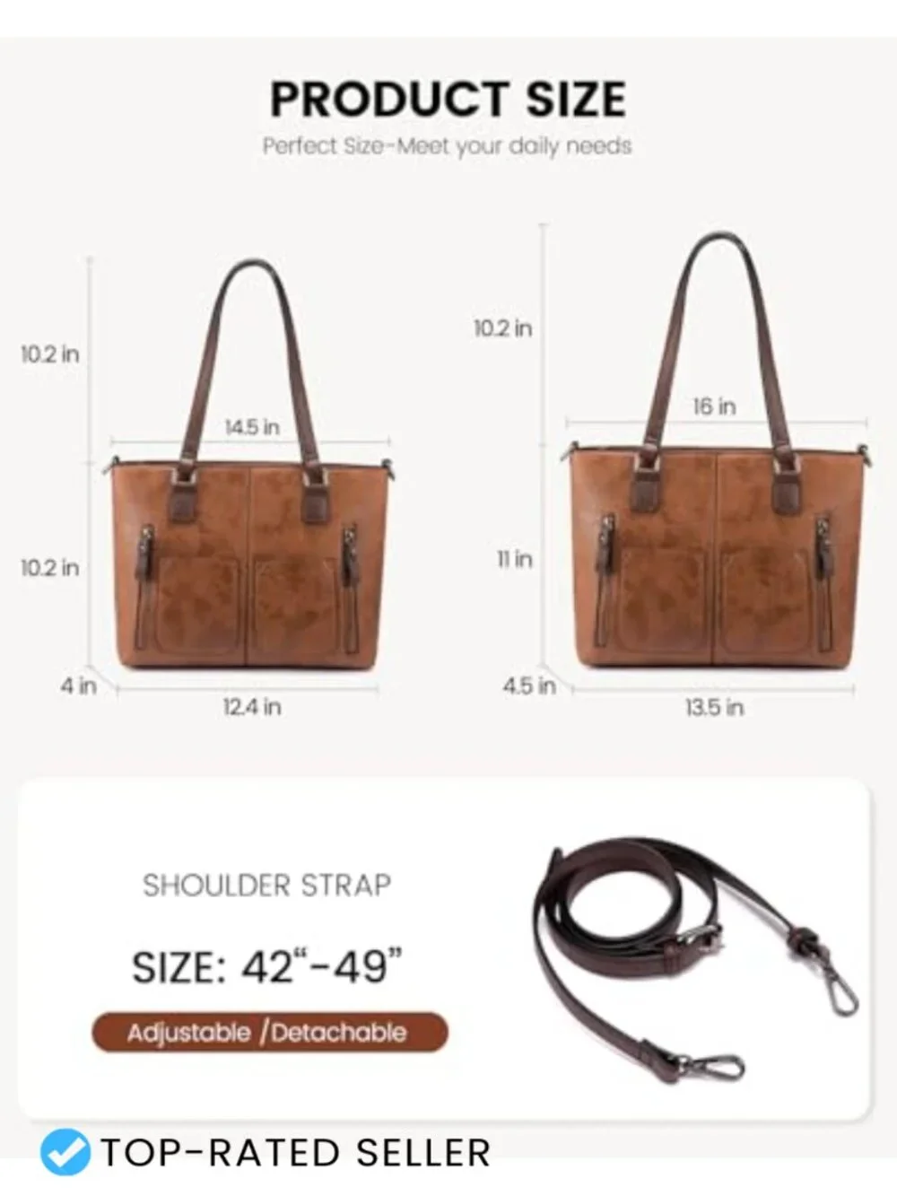 Faux Leather Hobo Shoulder Bag with Multi-Pockets for Work